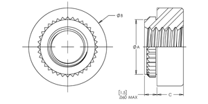 Broaching Nut, 300 Series Stainless Steel, Passivated, 10-24, 100 Pack