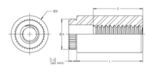 Broaching Standoff, 300 Series Stainless Steel, Passivated, 4-40 x 0.500, 100 Pack