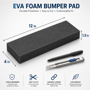 Foam Guardian EVA Foam Bumper Pads x 4 with Adhesive Backing – 1.3 x 4 x 12 in