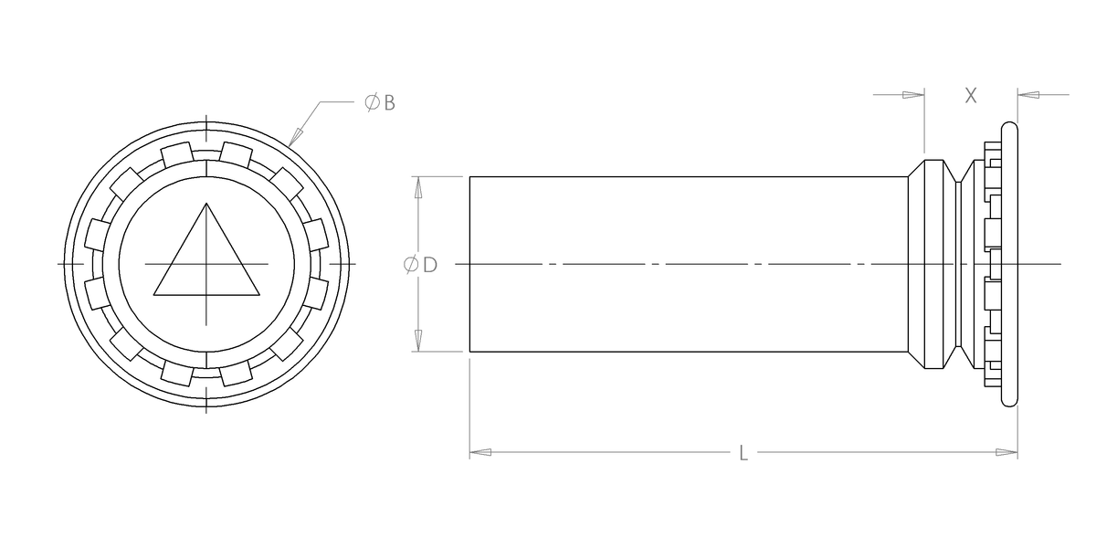 Self-Clinching Pin, 300 Series Stainless Steel, Passivated, 3 x 8, 100 Pack