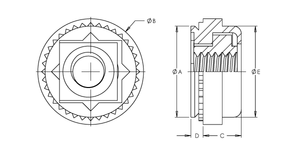 Self-Clinching Nut, Floating, 300 Series Stainless Steel, Passivated, Metric, M6x1.0 x 2, 50 Pack