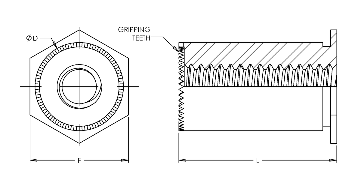 Self-Clinching Standoff, Self-Grounding, 7075-T6 Aluminum, 4-40 x 0.375, 100 Pack