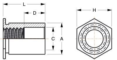 Self-Clinching Standoff, Through Threaded, 300 Series Stainless Steel Passivated, Metric, M4x0.7 x 12, 100 Pack