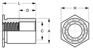 Self-Clinching Standoff, Through Threaded, 300 Series Stainless Steel Passivated, Metric, M4x0.7 x 4, 100 Pack