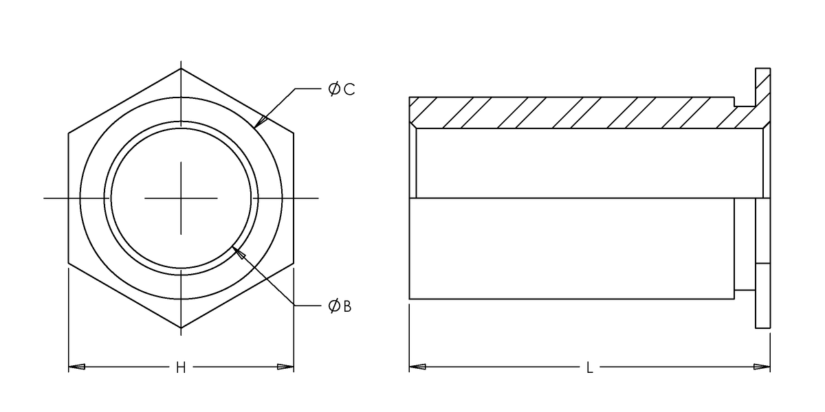 Self-Clinching Standoff, Through Unthreaded, 300 Series Stainless Steel, Passivated, 0.143 x 0.250, Hole Dia.: 0.213, 100 Pack