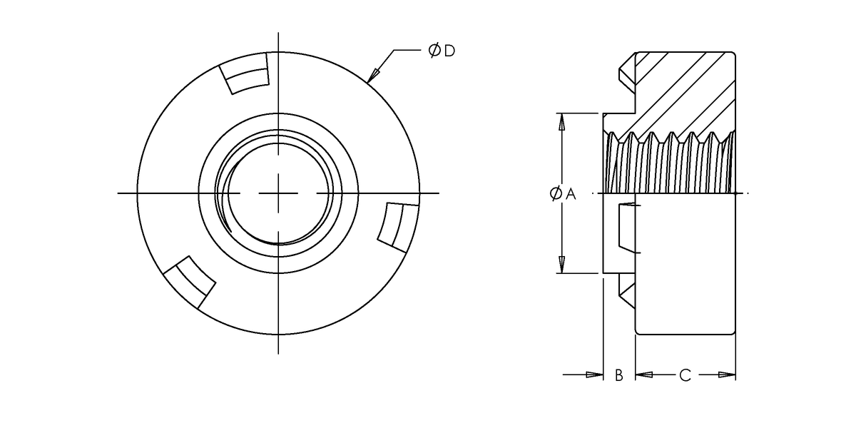 Nut, Projection Weld, 300 Series Stainless Steel, Passivated, M4x0.7, 100 Pack