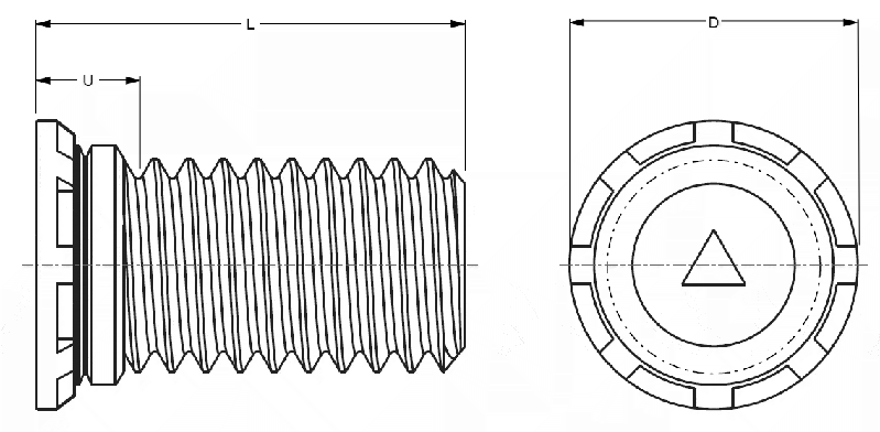 Self-Clinching Stud, Close Edge, Steel, Zinc, Metric, M3.5x0.6 x 20, 100 Pack