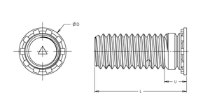 Self-Clinching Stud, For SS, 400 Series Stainless Steel, Passivated, Metric, M5x0.8 x 15, 100 Pack