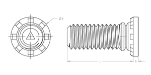 Self-Clinching Stud, High Torque, 300 Series Stainless Steel, Passivated, M10x1.5 x 30, 50 Pack