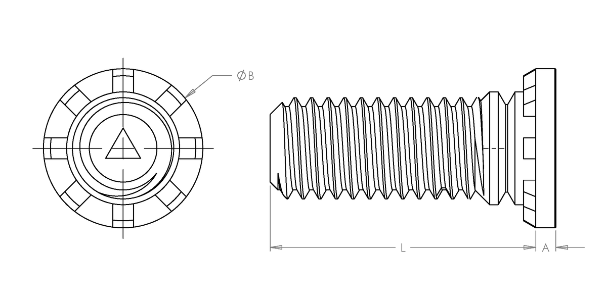 Self-Clinching Stud, High Torque, Steel, Zinc, M8x1.25 x 40, 50 Pack
