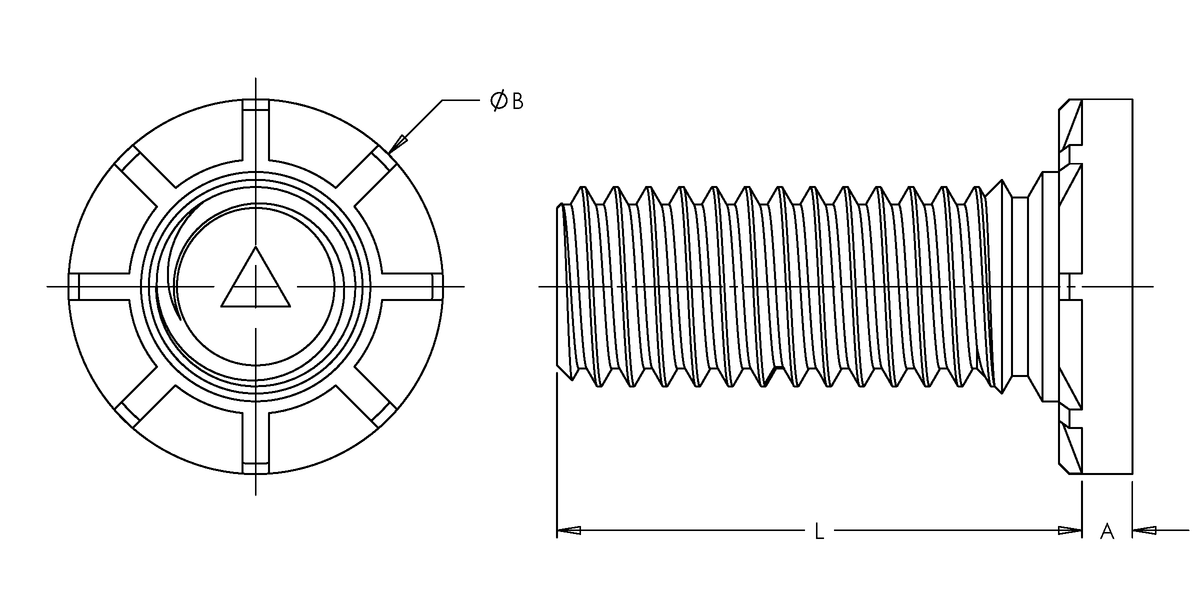 Self-Clinching Stud, Wide Head, Steel, Zinc, Metric, M6x1.0 x 35, 50 Pack