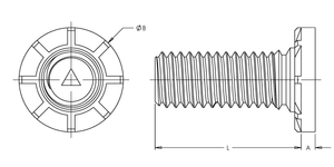 Self-Clinching Stud, Wide Head, Steel, Zinc, Metric, M6x1.0 x 35, 50 Pack