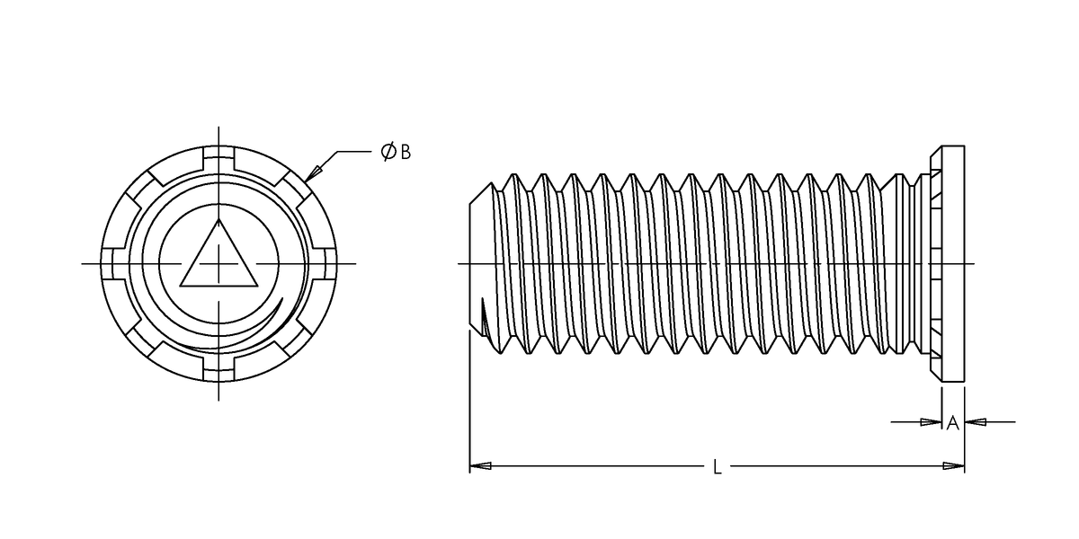 Self-Clinching Stud, Non-Flush Head, Steel, Zinc, 8-32 x 0.375, 100 Pack