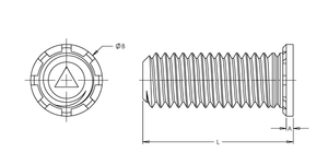 Self-Clinching Stud, Non-Flush Head, 300 Series Stainless Steel, Passivated, 6-32 x 0.750, 100 Pack