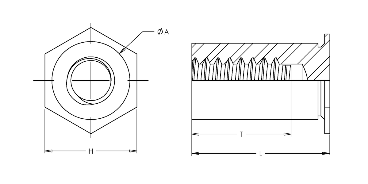 Self-Clinching Standoff, Thin Sheet, Steel, Zinc, 2-56 x 0.312, Partial Thread, Hole Dia.: 0.213, 100 Pack