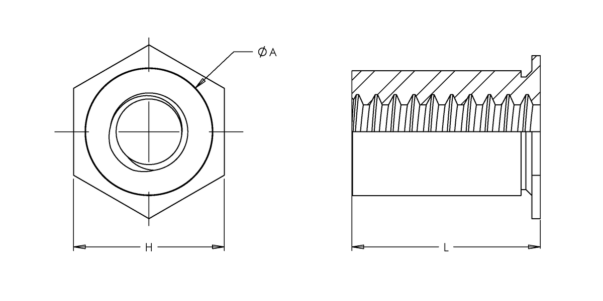 Self-Clinching Standoff, Thin Sheet, 300 Series Stainless Steel, Passivated, 2-56 x 0.125, Full Thread, Hole Dia.: 0.166, 100 Pack