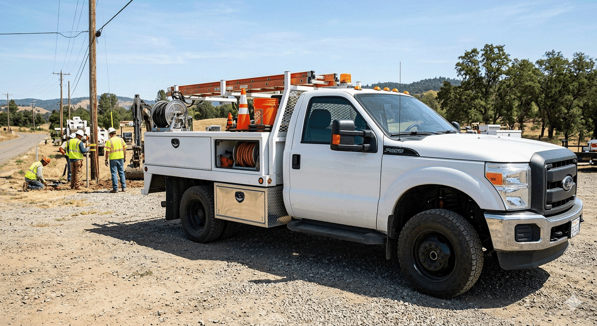 Southco N5 series latch on a white utility truck storage box