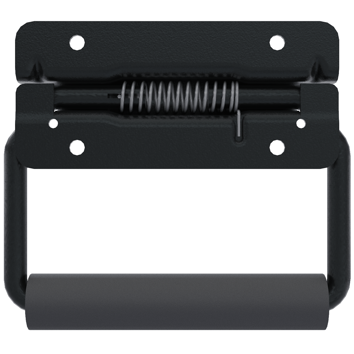 TCH 500-135900 large surface mount handle, black steel plate with the spring-loaded bail top view