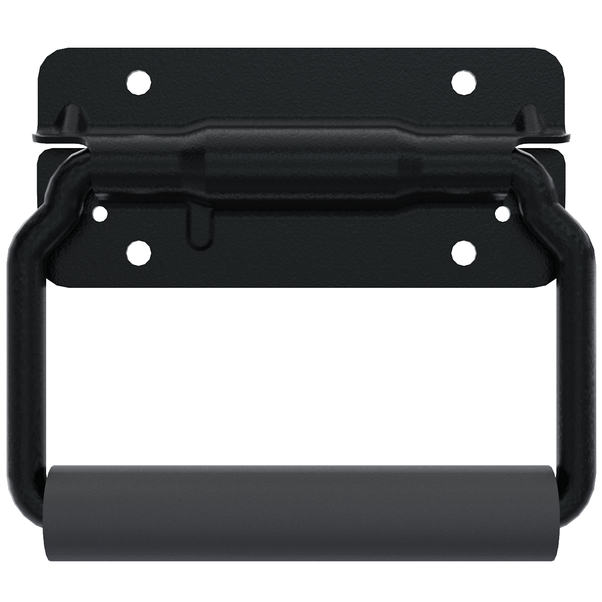 TCH 500-135900 large surface mount handle, black steel plate with the spring-loaded bail front view