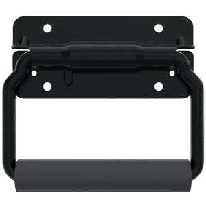 TCH 500-135900 large surface mount handle, black steel plate with the spring-loaded bail front view