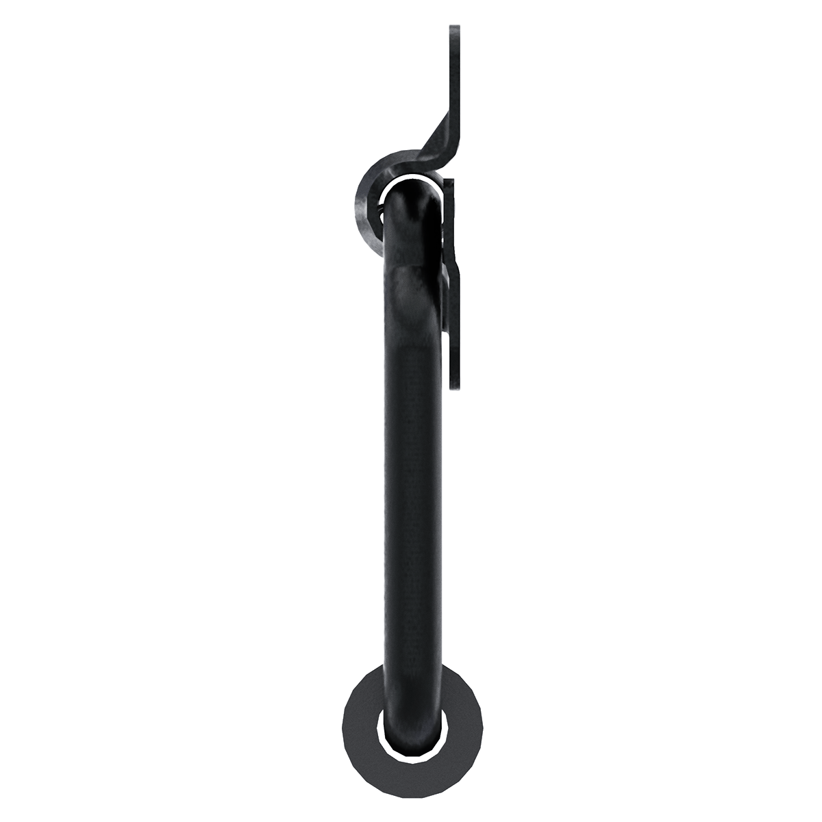 TCH 500-135900 large surface mount handle, black steel plate with the spring-loaded bail, right view
