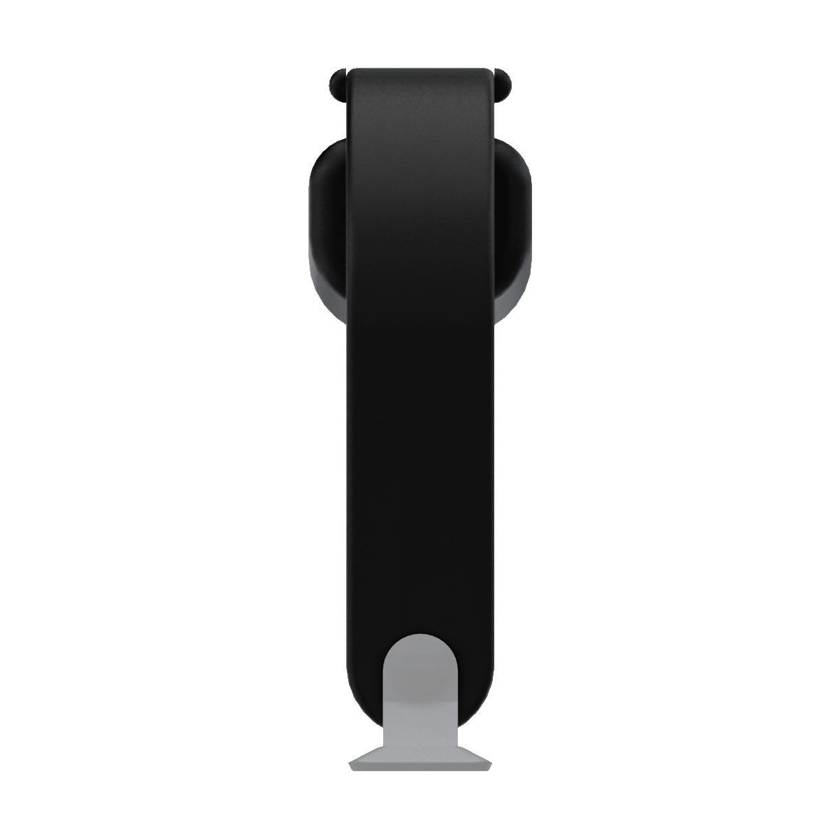 Black plastic attache briefcase handle with contoured grip and nickel-plated steel mounting tabs, right view, TCH 500-323801