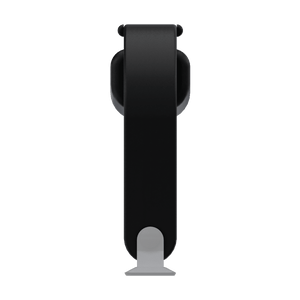 Black plastic attache briefcase handle with contoured grip and nickel-plated steel mounting tabs, right view, TCH 500-323801