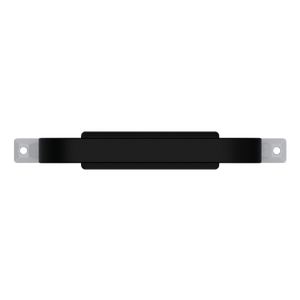 Black plastic attache briefcase handle with contoured grip and nickel-plated steel mounting tabs, top view, TCH 500-323801