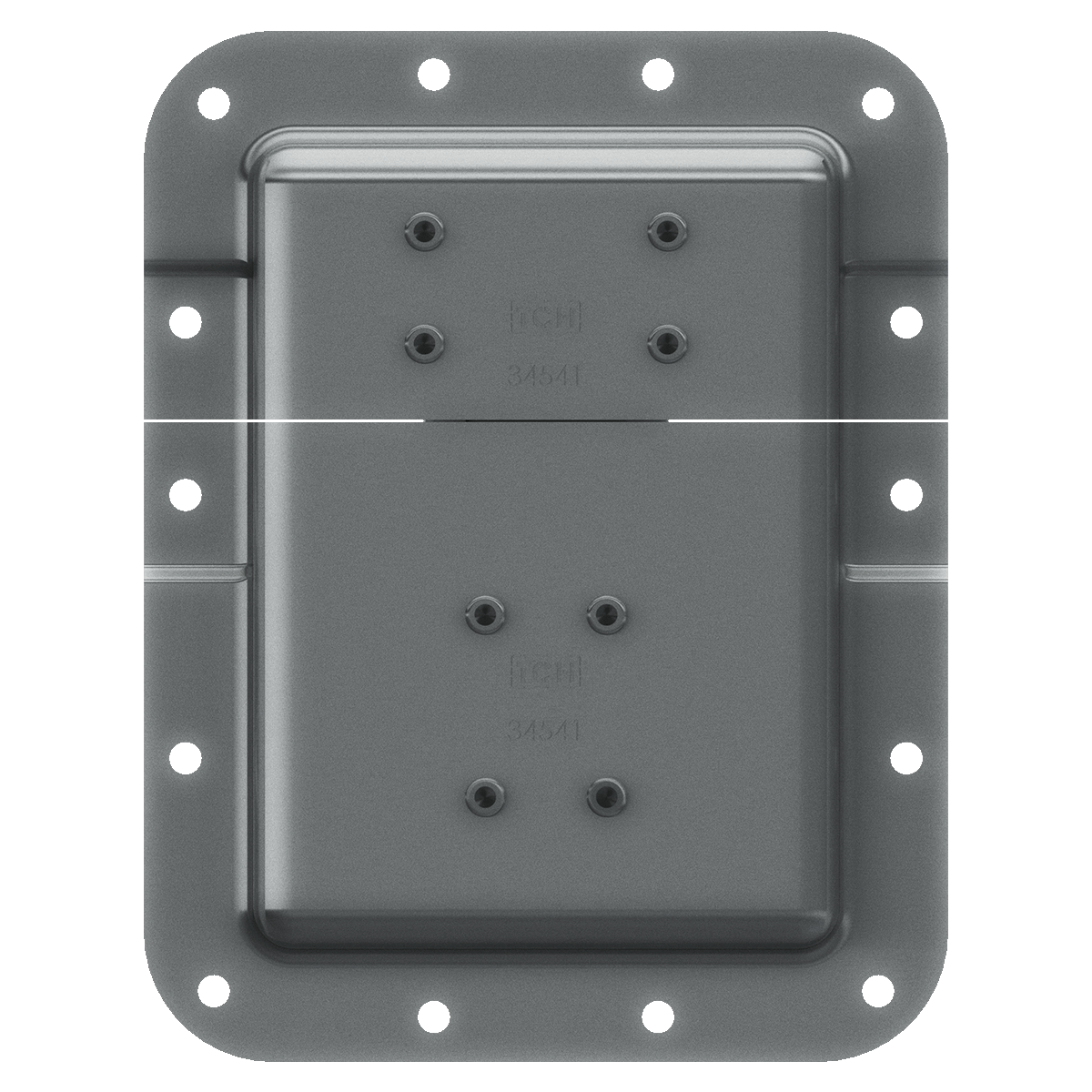 rear view of large twist catch showing backplate and mounting holes