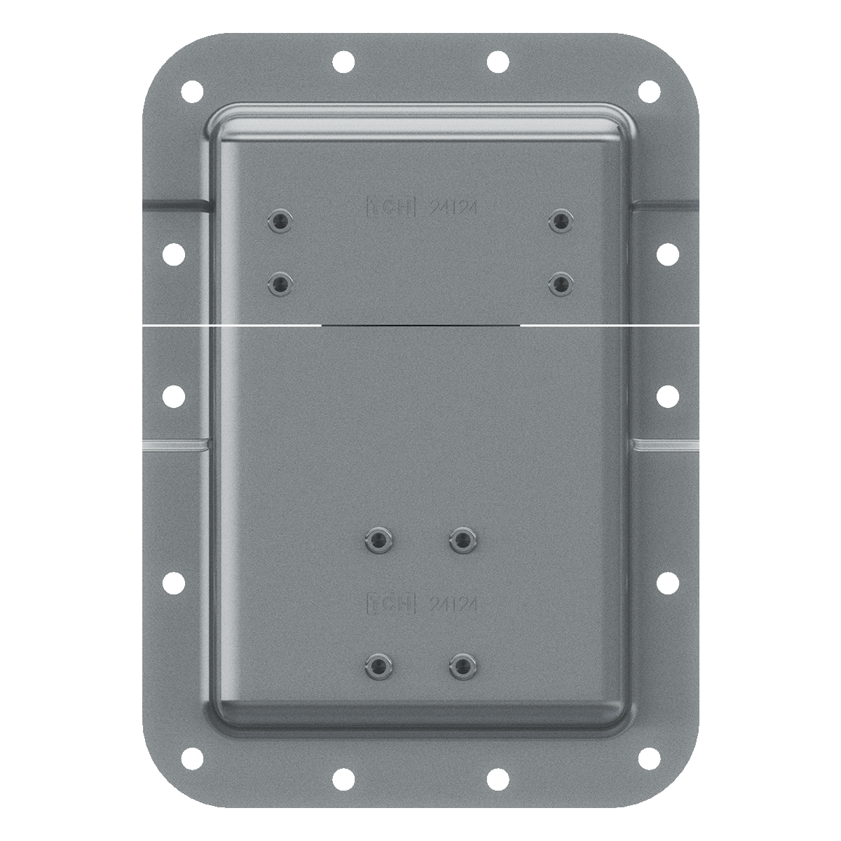 rear view showing mounting holes and key cam