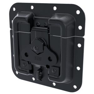 Pad lockable Protective Surface Mount Latch, Black, 3/4 view