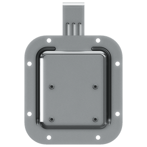 rear view of recessed catch showing steel housing and mounting cutout