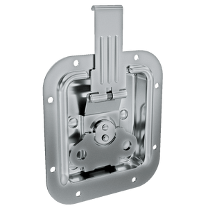 angled left view showing catch profile and mounting flange
