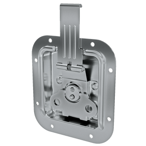 angled view of recessed valance spanning catch with flush mount faceplate