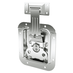 Angled detail of offset recessed catch and blade