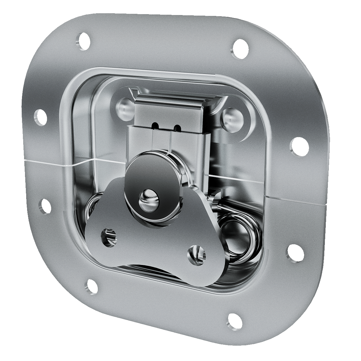 angled view of mini recessed twist catch with black grip insert