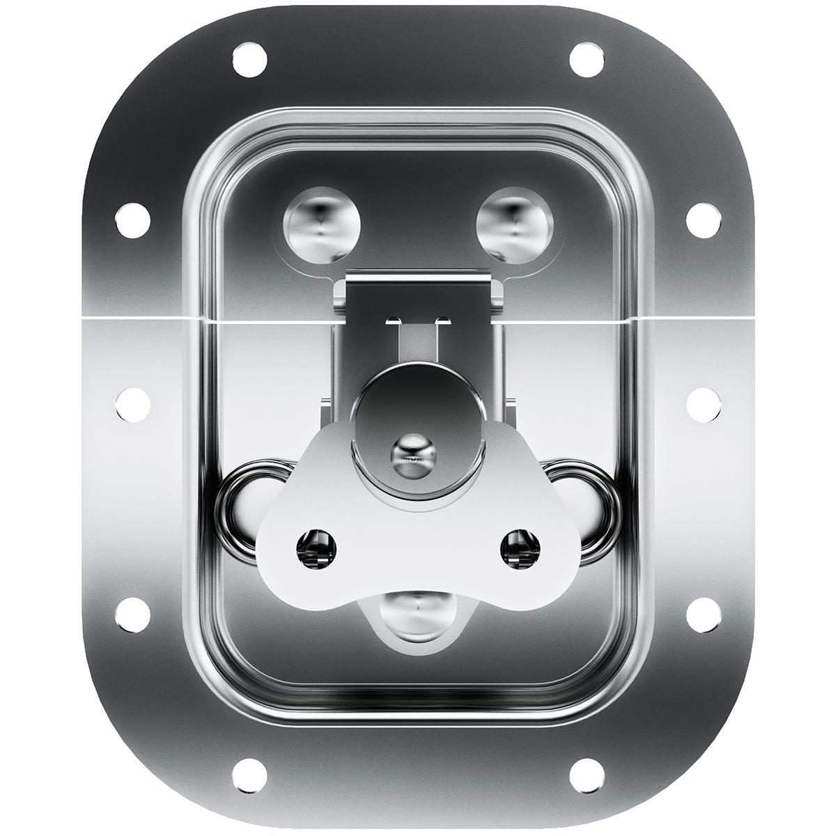 front view of recessed twist latch with butterfly actuator