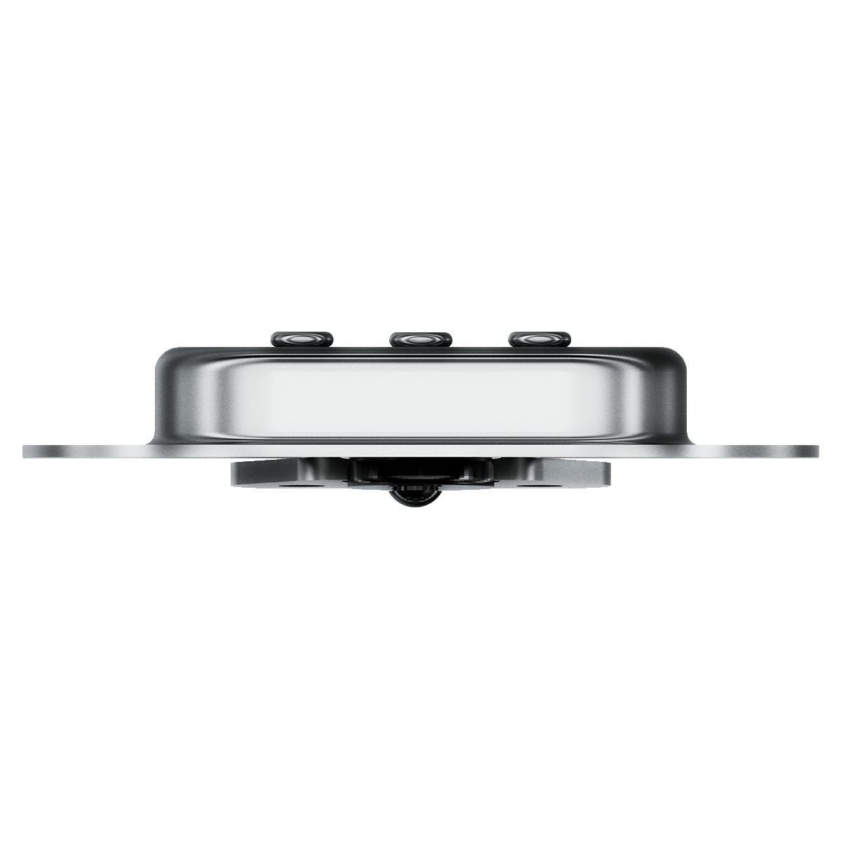 top view of twist catch with recessed cup and fastener holes