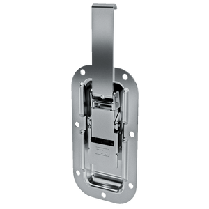 angled view of recessed lever drawlatch with release trigger