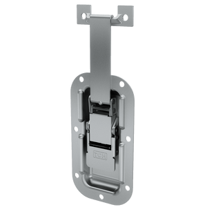shared right-angled view of drawlatch and matching strike plate