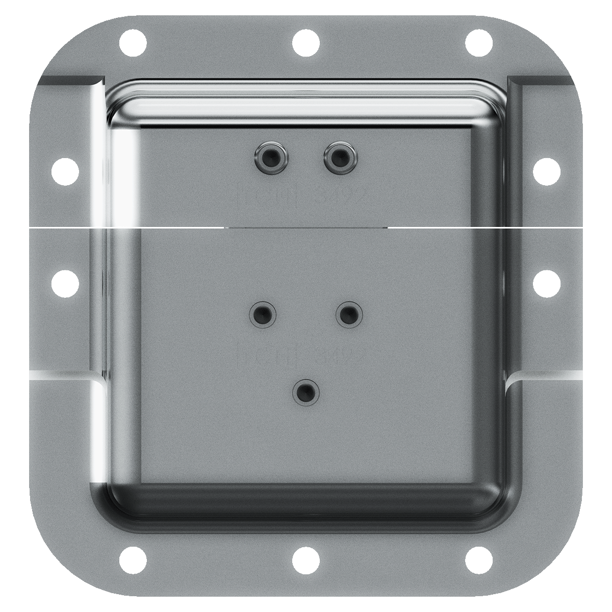 rear view of medium recessed steel latch with anchor plate
