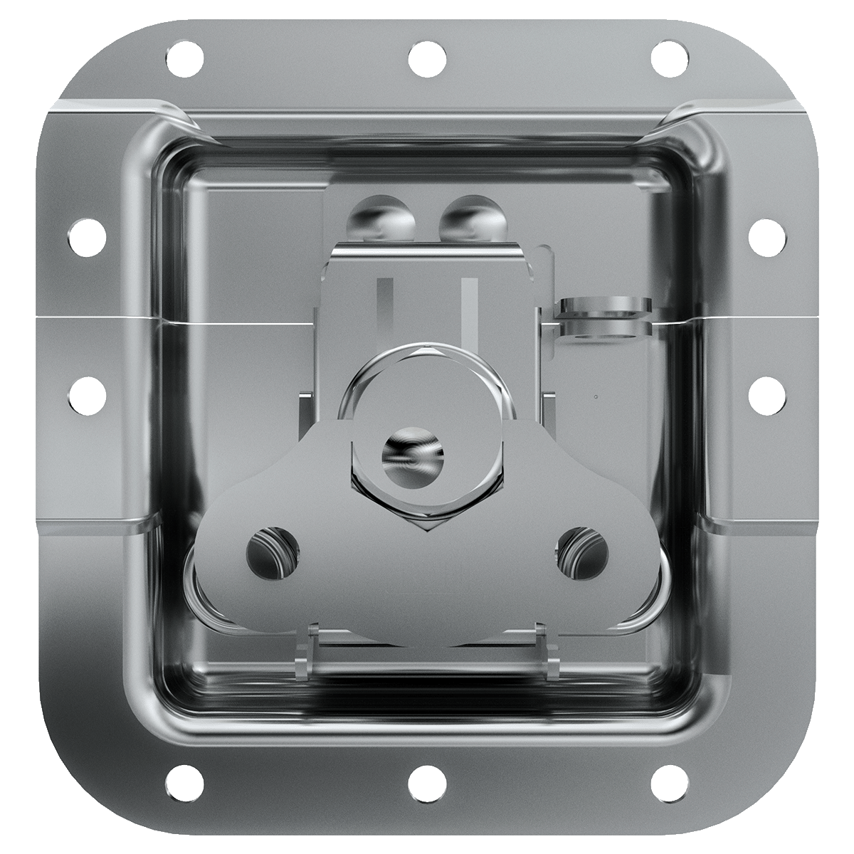 front view of pad lockable recessed latch