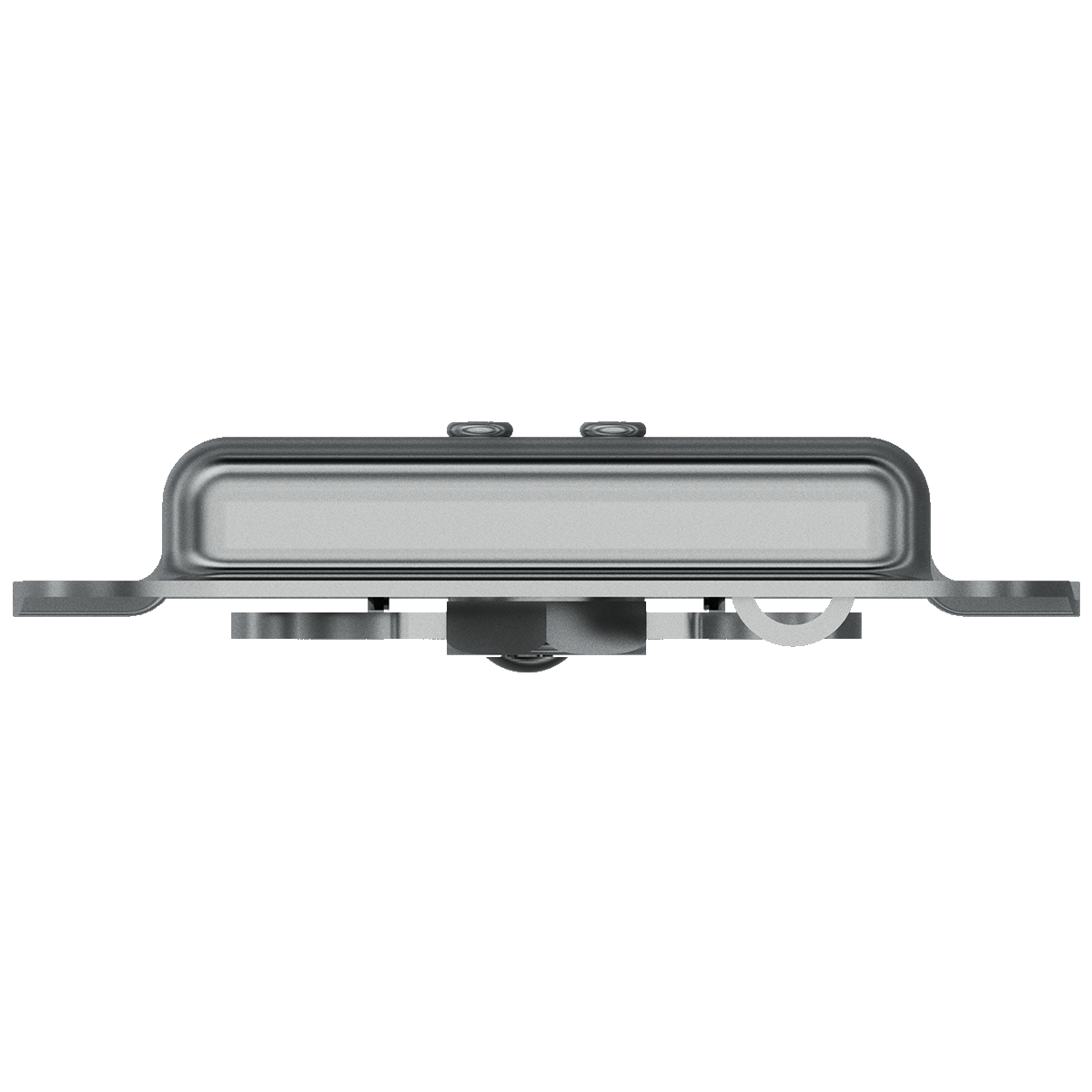 top view of twist catch showing flush-mount profile and padlock latch recess