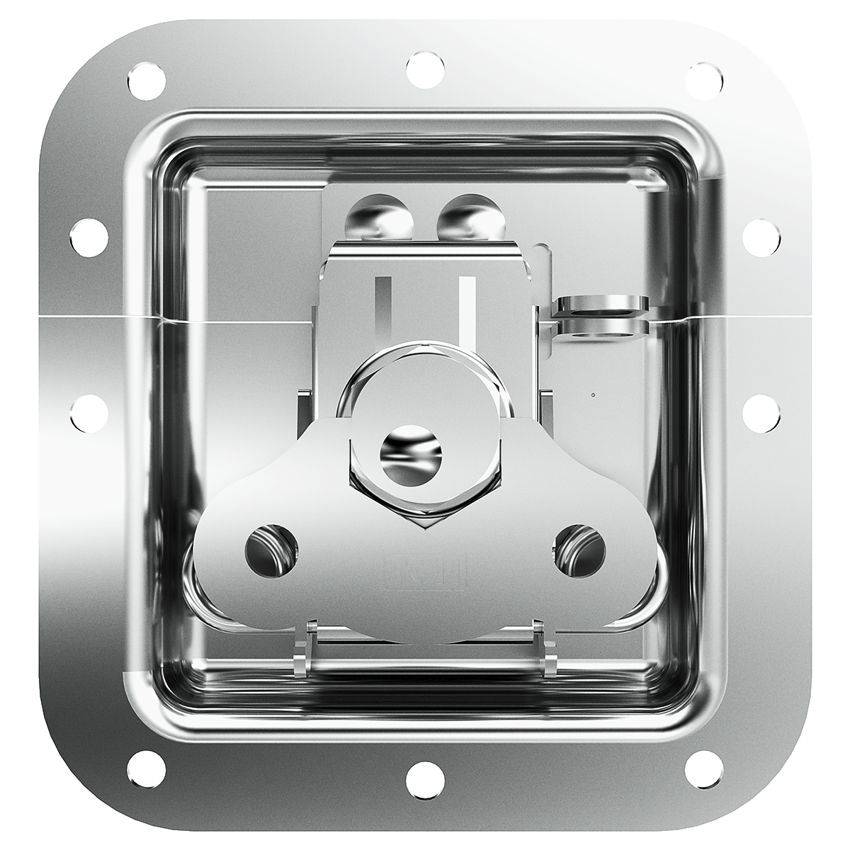 front view of recessed twist latch with padlock slot