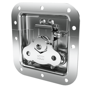 angled view of medium recessed padlockable twist catch