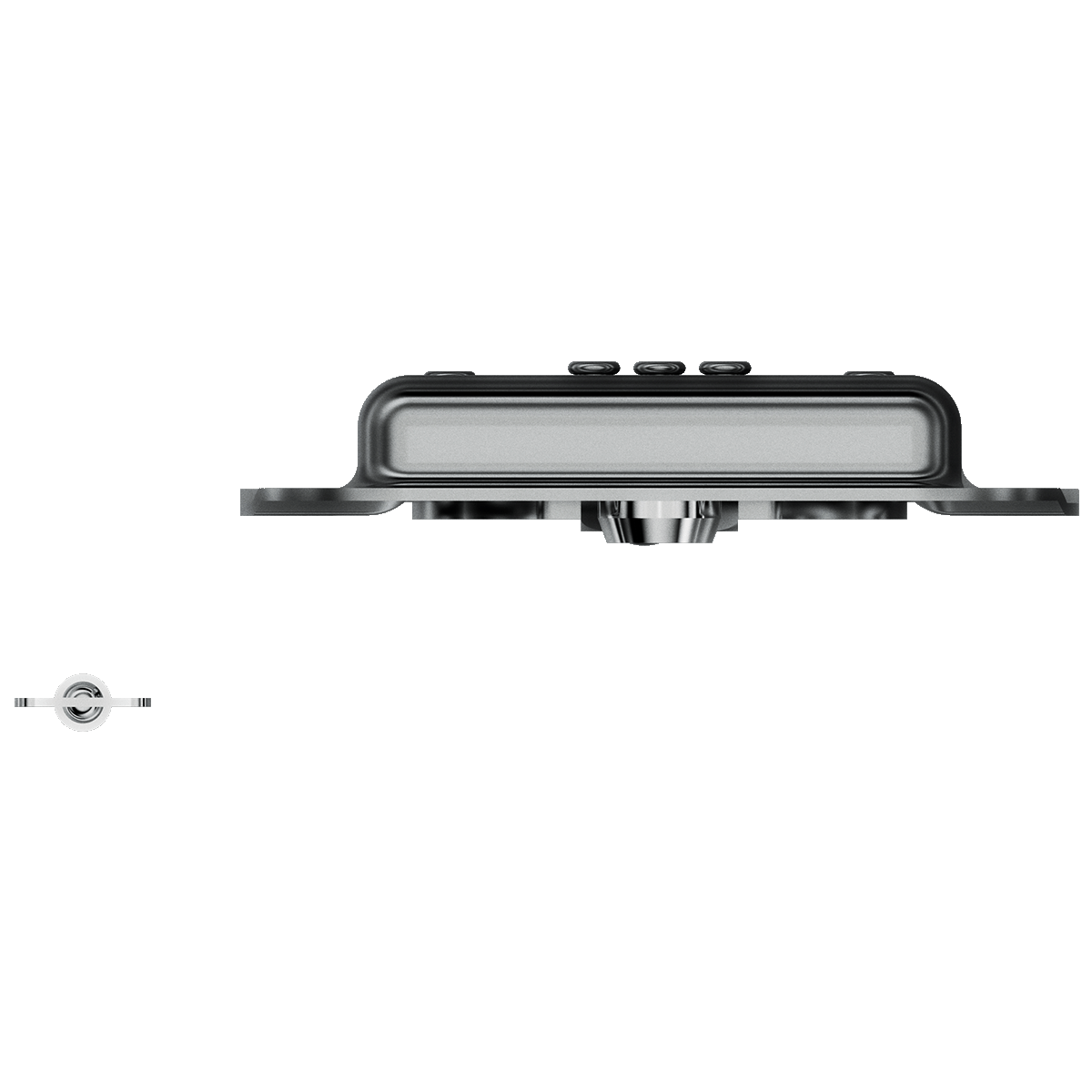 top view of recessed twist catch showing flush housing