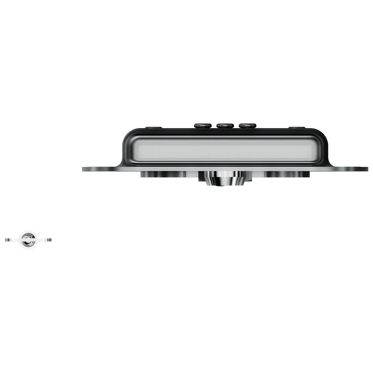 top view showing recessed cup and flush-mount profile