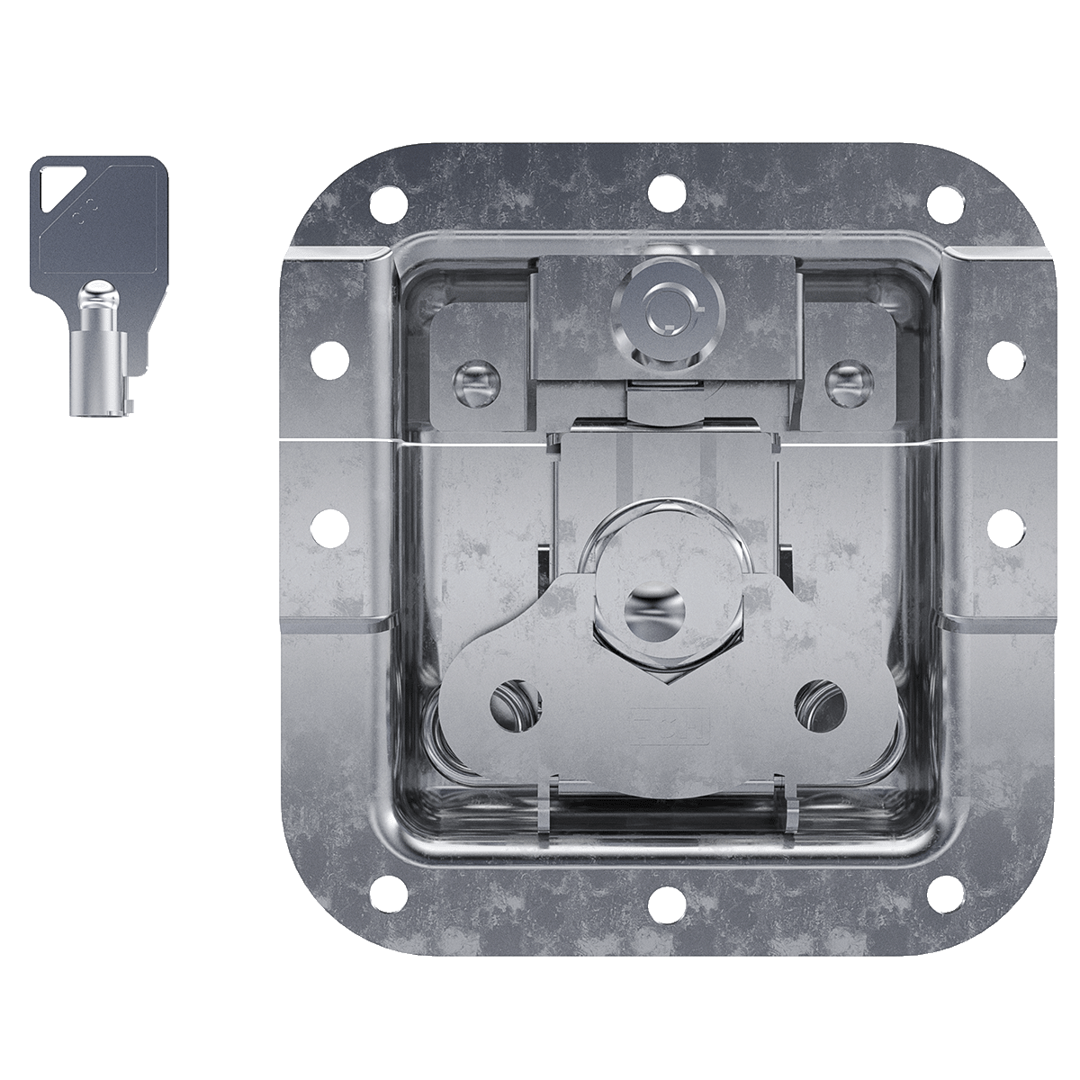 Medium Recessed Key lockable Twist Catch with 7/8&quot; Extrusion Offset, 3/4 view