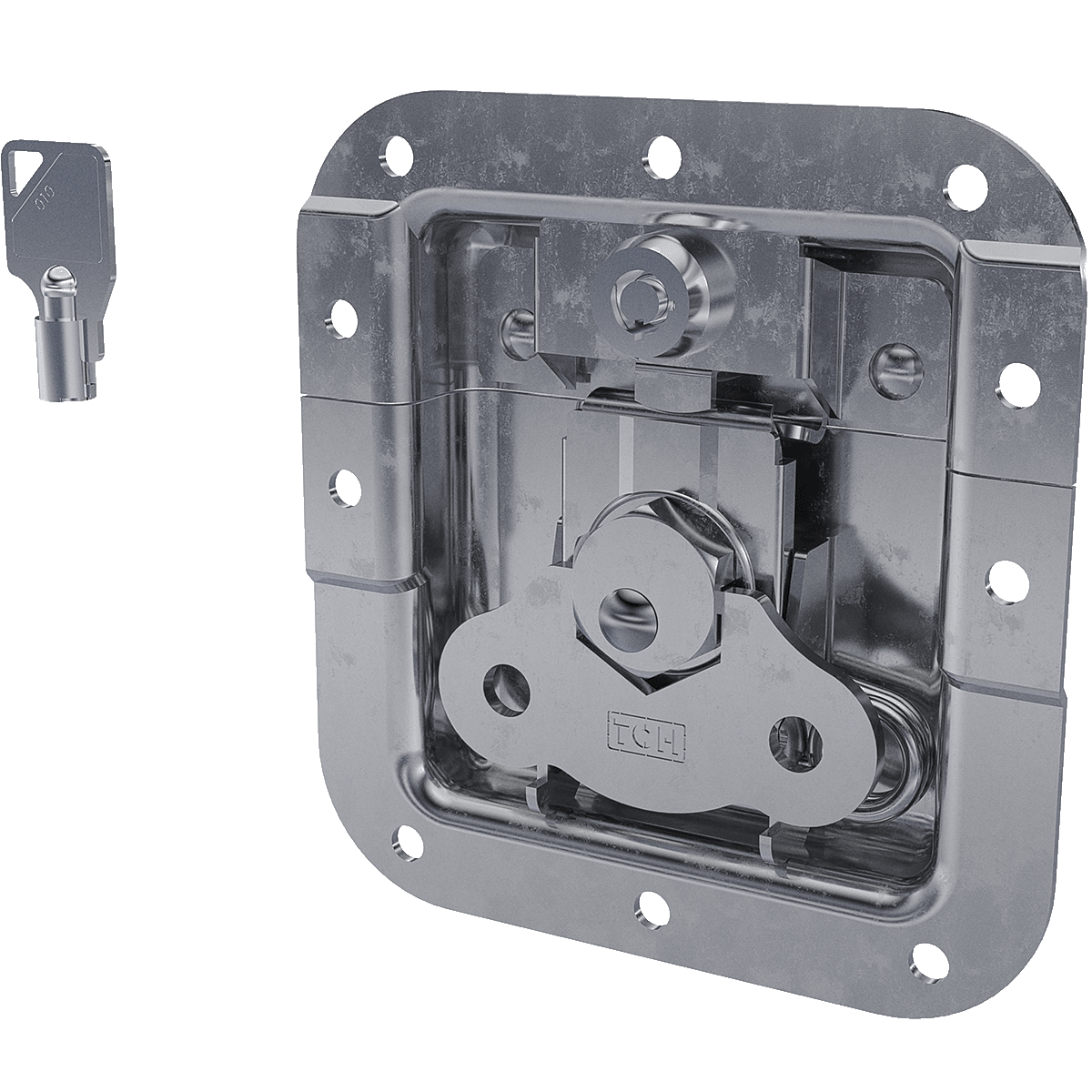 Render of Medium Recessed Key lockable Twist Catch with 7/8" Extrusion Offset