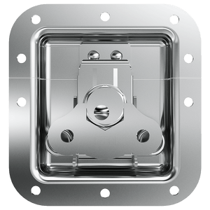 view of recessed twist catch showing flush-mount handle